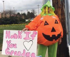 a levy volunteer at a honk in for the Elderly Services levy