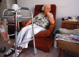 Older woman with walker